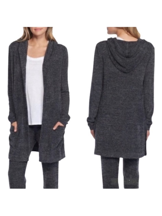 Barefoot Dreams Sweaters - Barefoot Dreams CozyChic Lite Long Hooded Open Front Cardigan Sweater Sz M